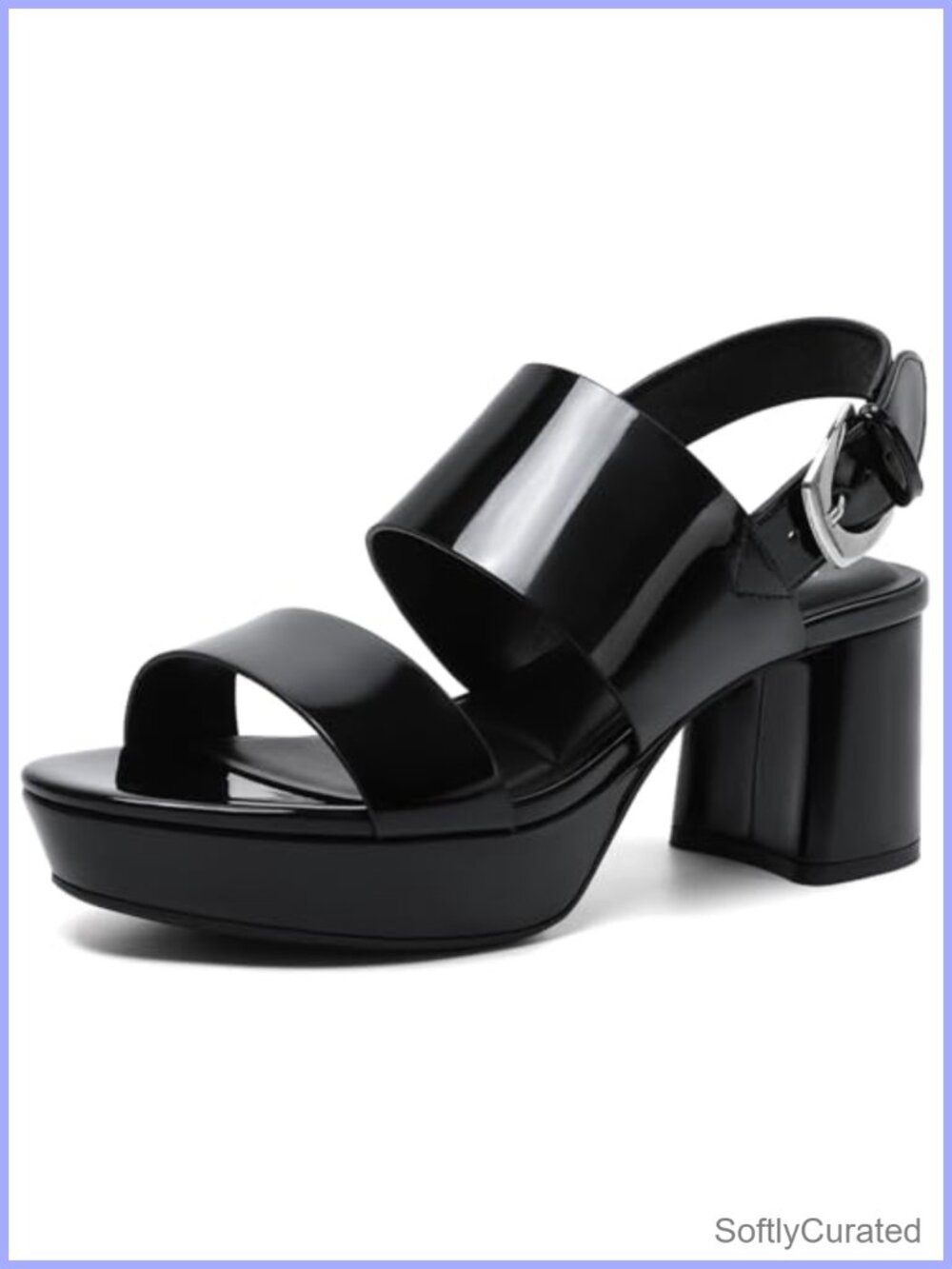 Women's Chunky Block Heel Open Toe Ankle Strap Sandals Faux Leather Prom